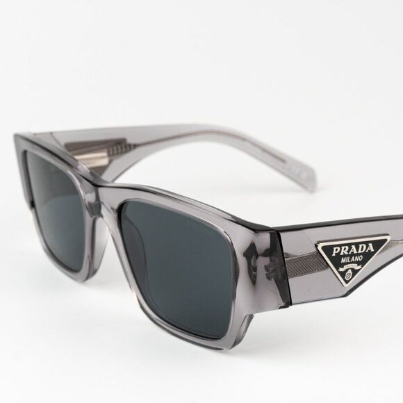 NEW Prada PR10ZSF 16Z70B Transparent Asphalt Dark Grey Square Unisex Sunglasses - Picture 6 of 11